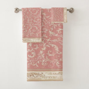 Pink Floral Oriental Pattern Bad Handdoek