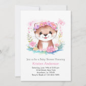 Pink Floral Otter's Dreamscape Meisje Baby shower Kaart (Voorkant)