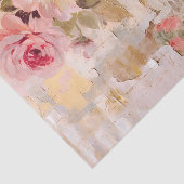 Pink Floral Painting on Torn Paper Collage Tissuepapier (Detail)