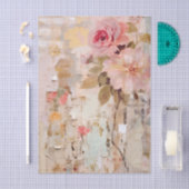 Pink Floral Painting on Torn Paper Collage Tissuepapier (Craft)