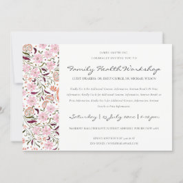 Pink Floral Paisley Motif Workshop Event Uitnodige Bedankkaart