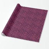 Pink Floral Paisley over Paarse achtergrond Cadeaupapier (Uitgerold)