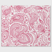 Pink Floral paisley over White Background Cadeaupapier (Vlak)