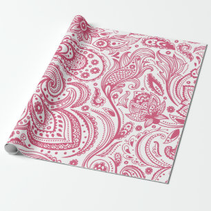 Pink Floral paisley over White Background Cadeaupapier