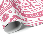 Pink Floral paisley over White Background Cadeaupapier (Rol Hoek)