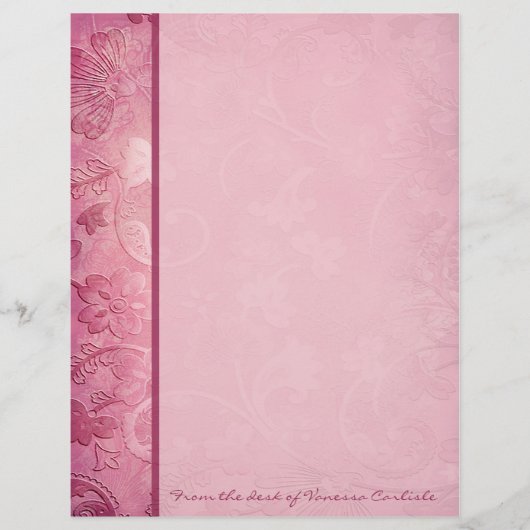 Pink Floral Paisley Personalized Letterhead (Voorkant)