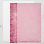 Pink Floral Paisley Personalized Letterhead (Voorkant / Achterkant)