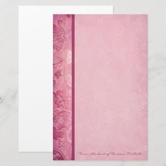 Pink Floral Paisley Specialized Stationery Briefpapier (Voorkant / Achterkant)