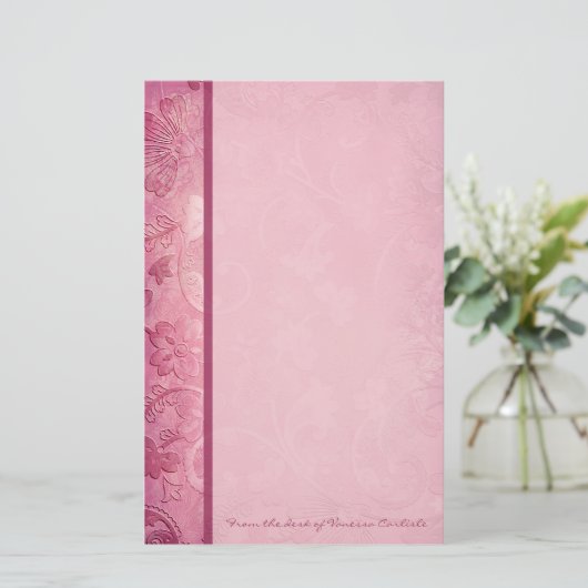 Pink Floral Paisley Specialized Stationery Briefpapier (Staand voorkant)