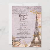 Pink Floral Paris Baby shower Bedankkaart (Voorkant)
