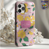 Pink Floral Pattern Custom Name Case-Mate iPhone Case