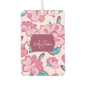 Pink Floral Pattern Custom Name Luchtverfrisser (Voorkant)