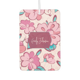 Pink Floral Pattern Custom Name Luchtverfrisser