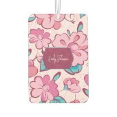 Pink Floral Pattern Custom Name Luchtverfrisser (Achterkant)
