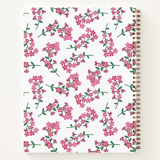 Pink Floral Pattern Monogrammed Notitieboek (Achterkant)