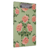 Pink Floral Pattern on Green Background | Seamless Klembord (Rechts)