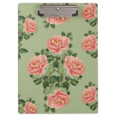 Pink Floral Pattern on Green Background | Seamless Klembord (Voorkant)