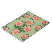 Pink Floral Pattern on Green Background | Seamless Notitieboek (Linkerzijde)