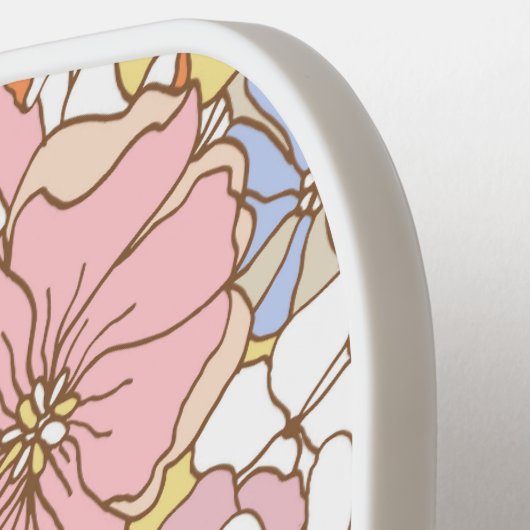 Pink Floral Pattern Personalized Name Cute Pickleball Paddle (Links Detail)