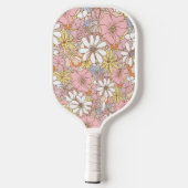 Pink Floral Pattern Personalized Name Cute Pickleball Paddle (Achterkant)