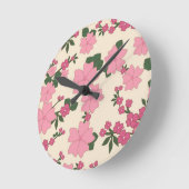 Pink Floral Pattern Ronde Klok (Hoek)