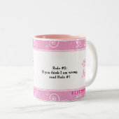 Pink Floral Pattern Wife Rules Cup Mok (Voorkant rechts)