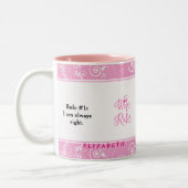 Pink Floral Pattern Wife Rules Cup Mok (Links)