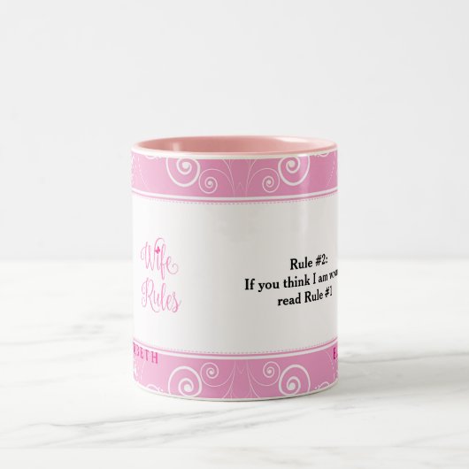 Pink Floral Pattern Wife Rules Cup Mok (Center)