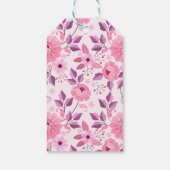 Pink Floral Pattern with Elegant Blossoms Cadeaulabel (Achterkant)
