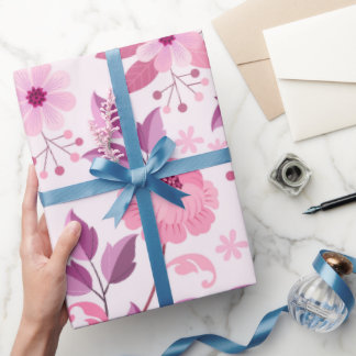 Pink Floral Pattern with Elegant Blossoms Cadeaupapier