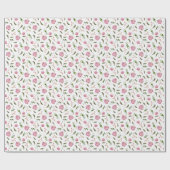 Pink Floral Pattern Wrapping Paper Cadeaupapier (Vlak)