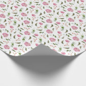 Pink Floral Pattern Wrapping Paper Cadeaupapier (Hoek)