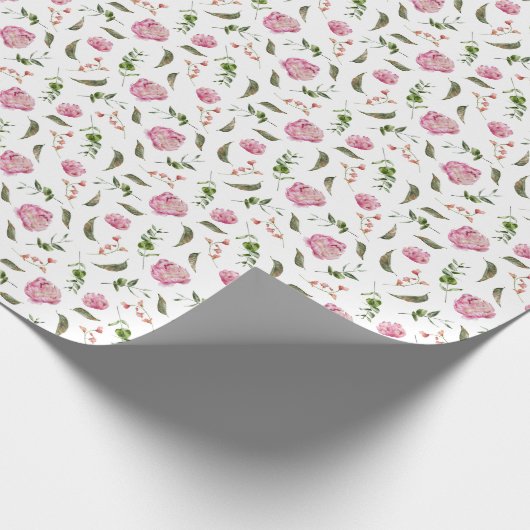 Pink Floral Pattern Wrapping Paper Cadeaupapier (Hoek)
