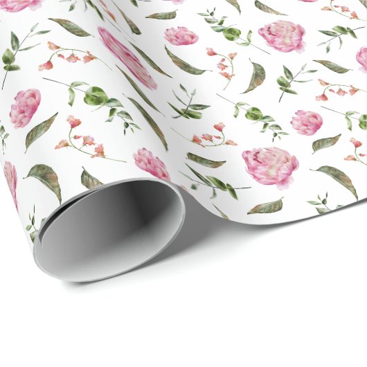 Pink Floral Pattern Wrapping Paper Cadeaupapier (Rol Hoek)
