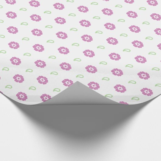 Pink Floral Pattern Wrapping Paper Cadeaupapier (Hoek)