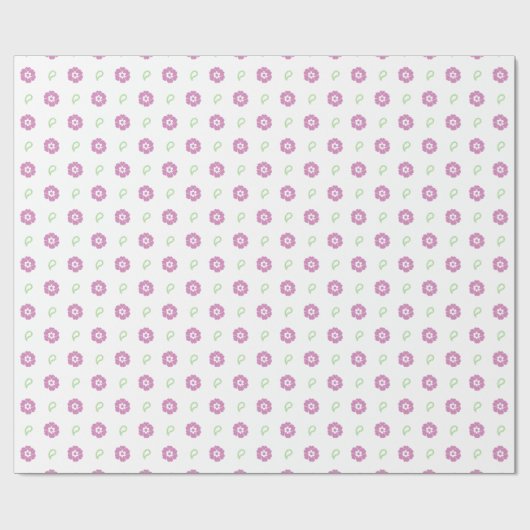 Pink Floral Pattern Wrapping Paper Cadeaupapier (Vlak)