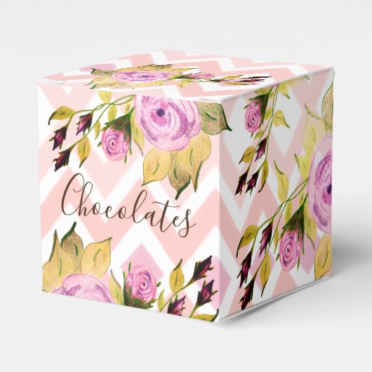 Pink Floral Patterned Bedankdoosjes (Voorkant Zijde)