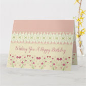 Pink Floral Patterned Kaart (Gele Bloem)