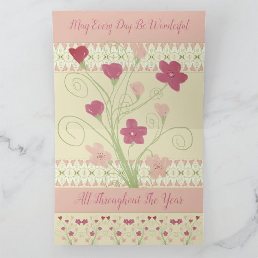 Pink Floral Patterned Kaart (Binnen)