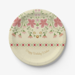 Pink Floral Patterned Papieren Bordje