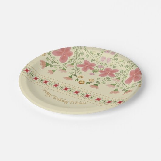 Pink Floral Patterned Papieren Bordje (Gekanteld)