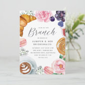 Pink Floral Peony Bridesmaids Brunch Kaart (Staand voorkant)