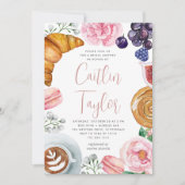 Pink Floral Peony Vrijgezellenfeest Brunch Kaart (Voorkant)