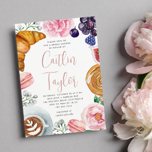 Pink Floral Peony Vrijgezellenfeest Brunch Kaart