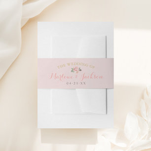 Pink Floral Peony Wedding Monogram Uitnodigingen Wikkel