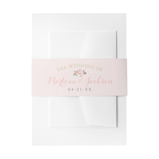 Pink Floral Peony Wedding Monogram Uitnodigingen Wikkel (Voorkant Voorbeeld)