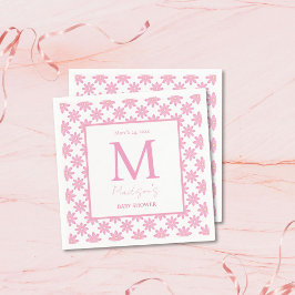 Pink Floral Personalized Baby Shower Servet