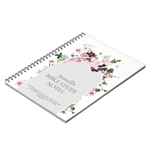 Pink Floral Personalized Bible Study Notitieboek (Linkerzijde)