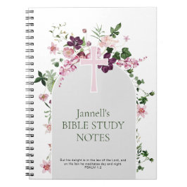 Pink Floral Personalized Bible Study Notitieboek
