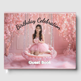 Pink Floral Personalized   Birthday Invitation  Gastenboek